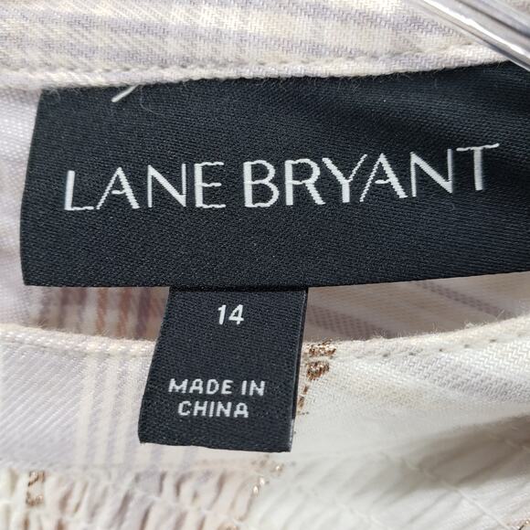 Lane Bryant Light Brown Metallic Stripe Keyhole Top Detail Blouse Size 14 - Picture 8 of 12